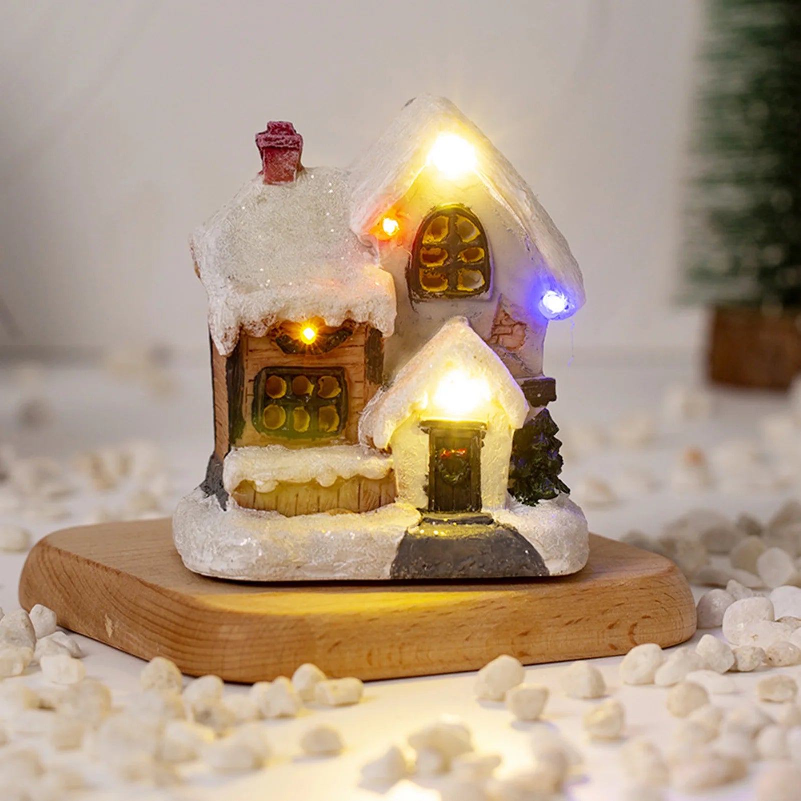 Lamp Post Christmas decorations LED light snow house decoration for holiday festive displays.