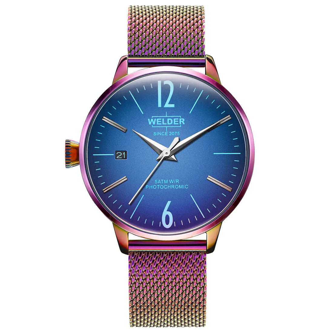 Silver women's watch by Lamp Post with a sleek round face and metal band, stylish accessory for everyday wear.