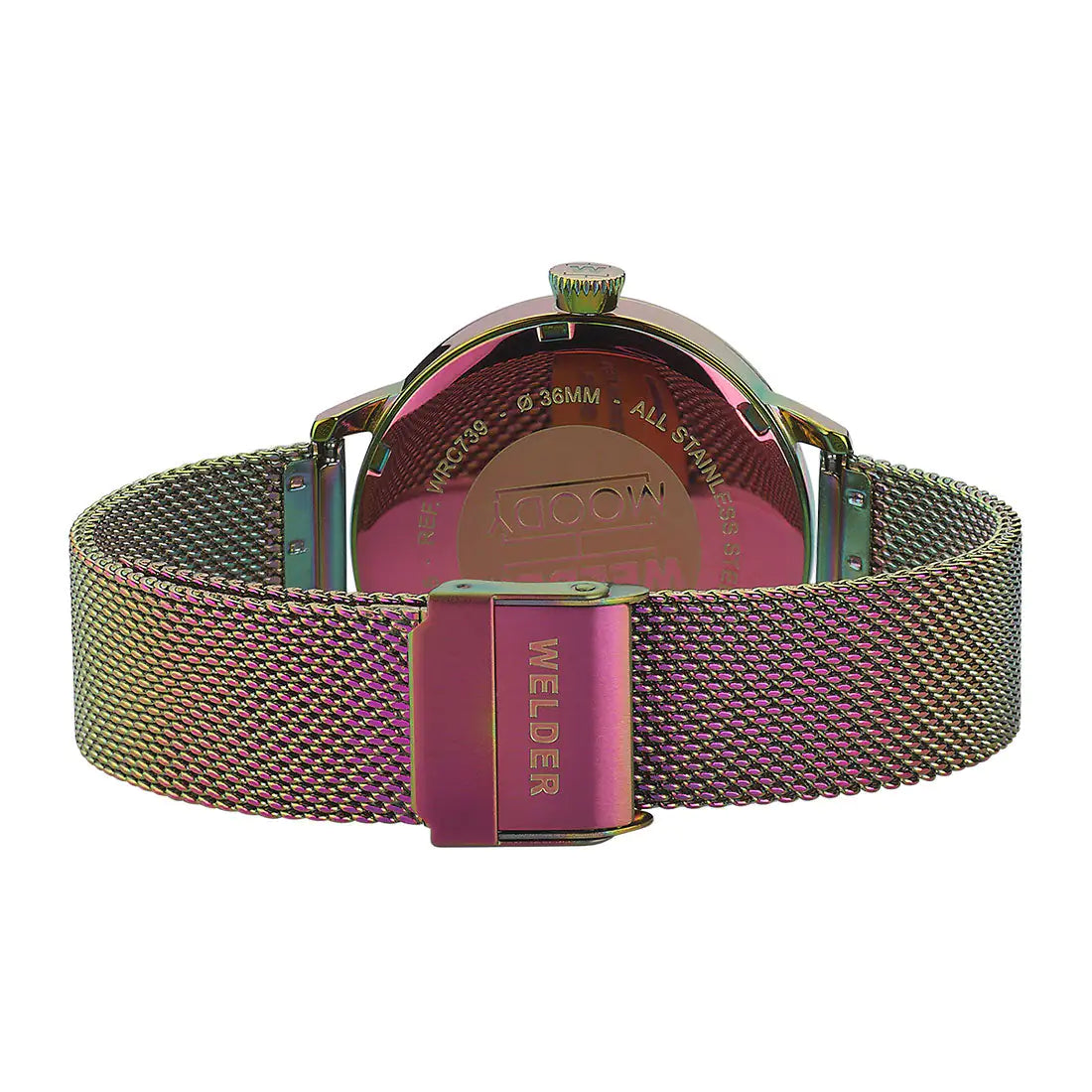 Silver women's watch by Lamp Post with a sleek round face and minimalist design, shown on a plain background.