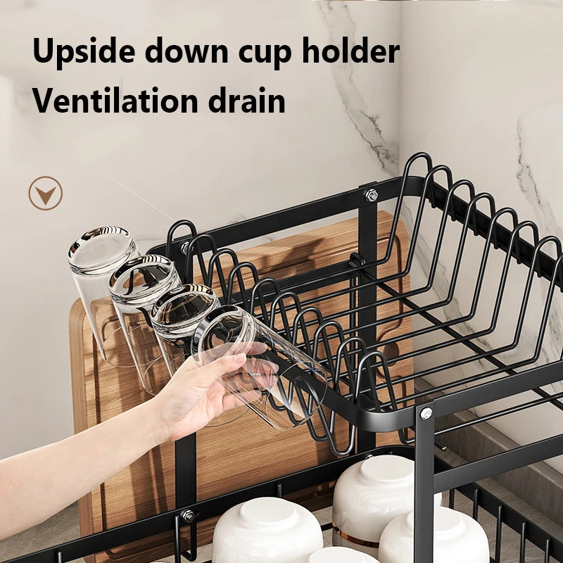 Black Lamp Post 1-tier kitchen dish drying rack with durable metal frame and space for drying dishes and utensils.