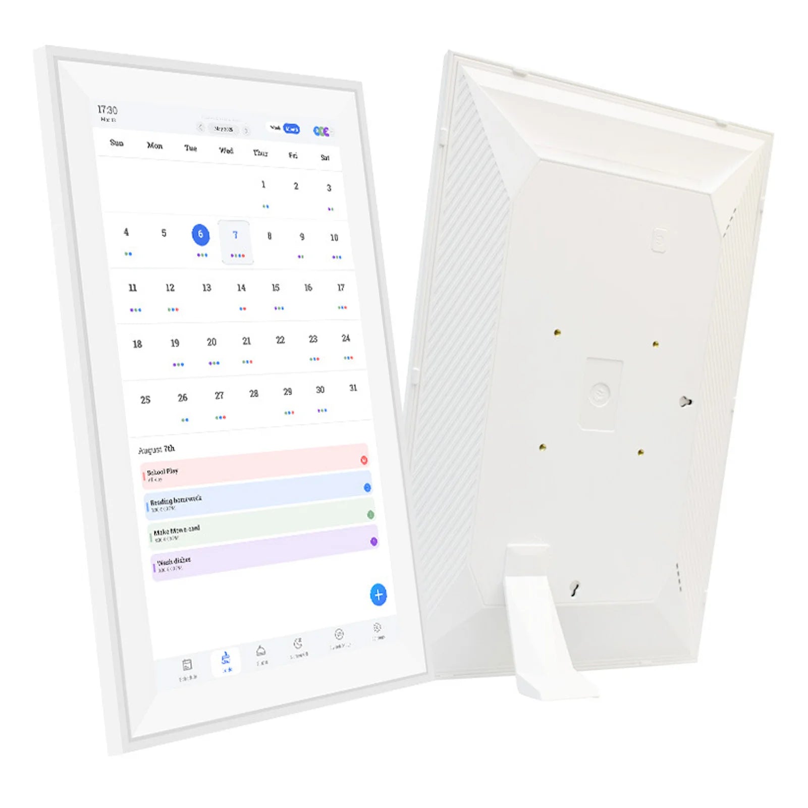 Lamp Post 1080P FHD 15.6-inch digital touchscreen smart calendar with chore chart for wall or desk mounting, family planner.