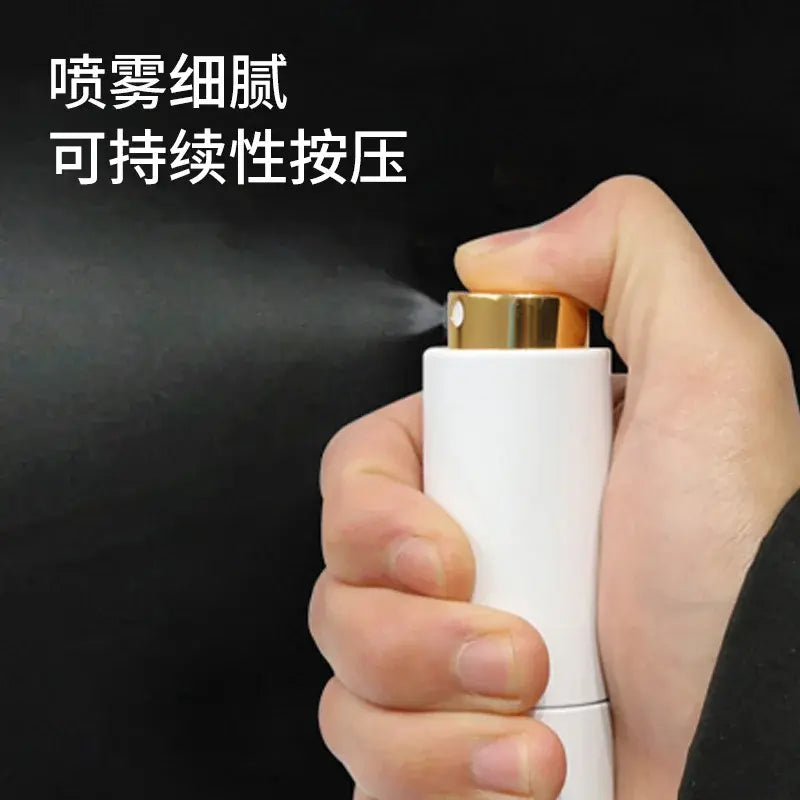 Refillable portable mini women’s perfume glass bottle by Lamp Post, compact and stylish for on-the-go fragrance application.
