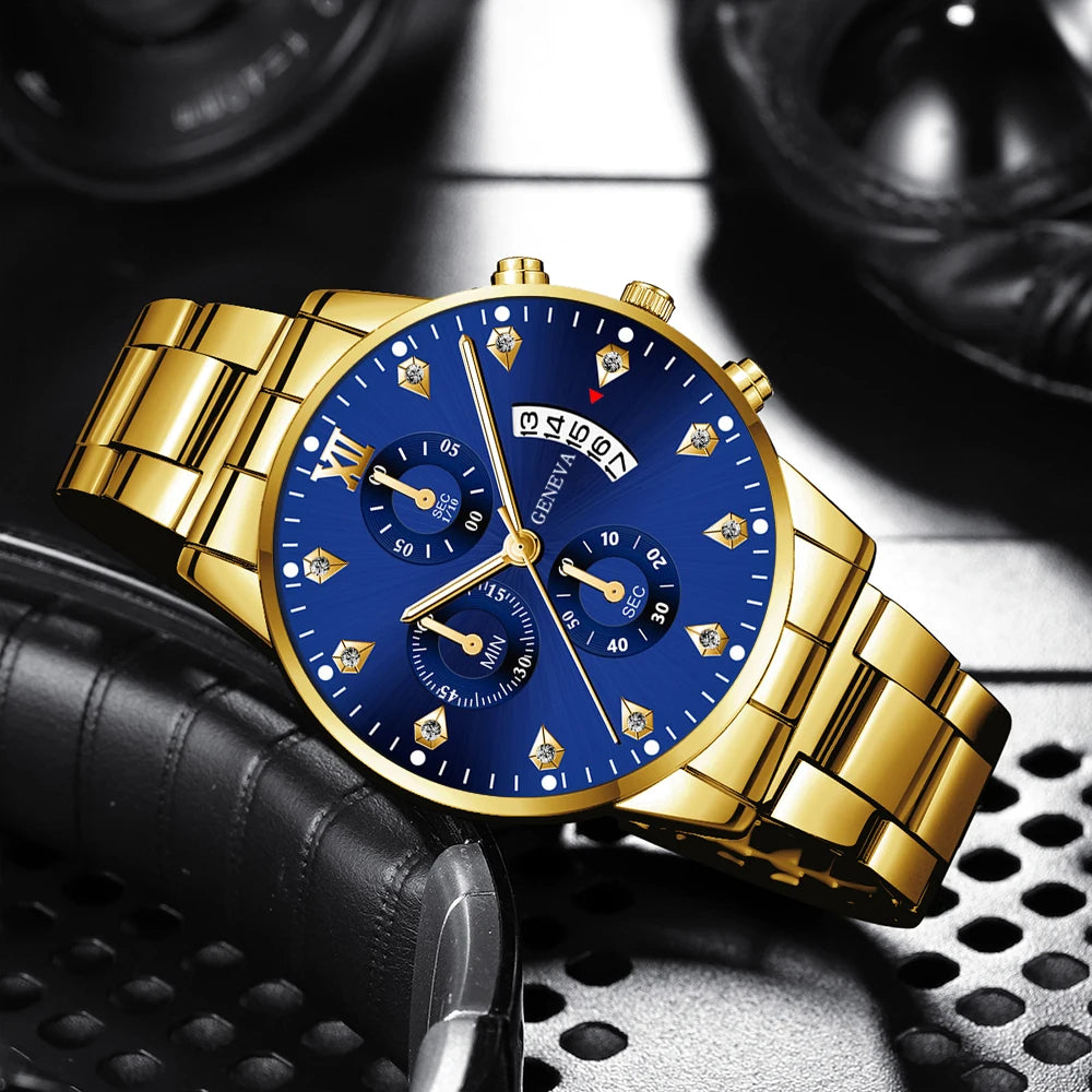 Pair of Lamp Post alloy quartz watches for men and women, casual and fashionable, featuring stylish round clock faces.