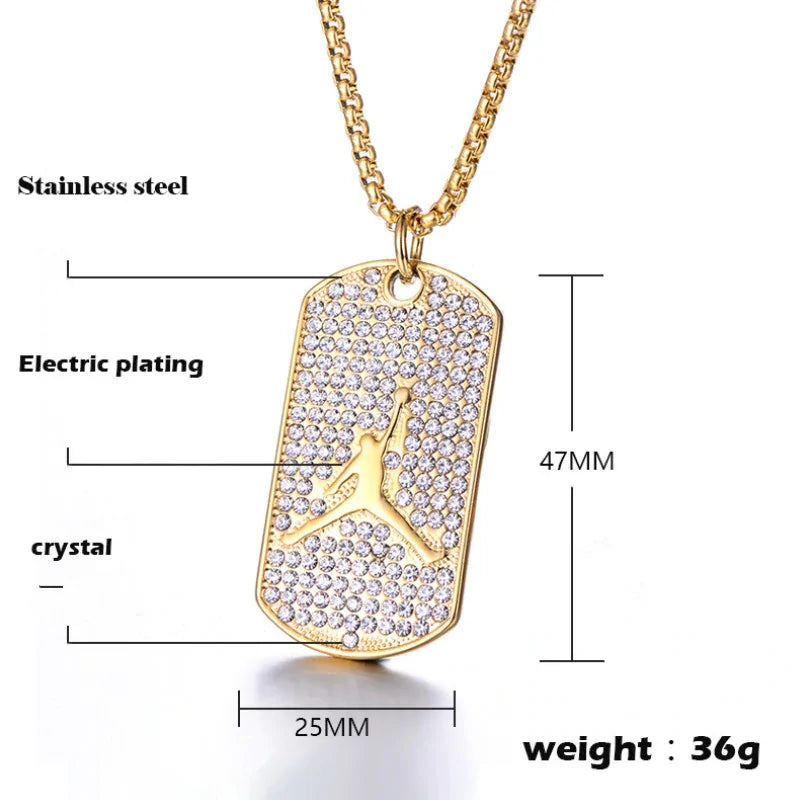 Gold Hip Hop Diamond Set by Lamp Post, featuring a chain and pendant with sparkling diamond accents.