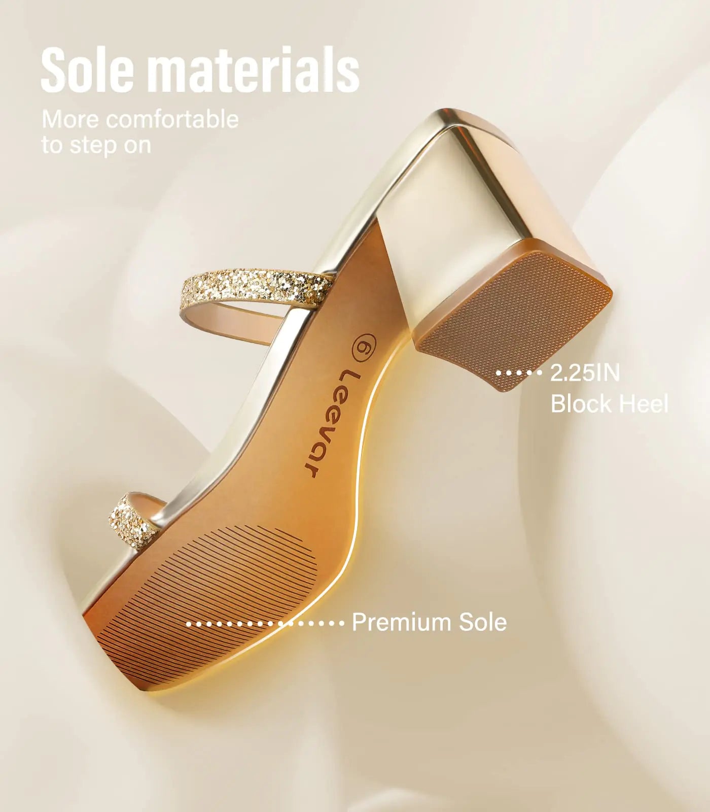 Gold glitter toe heeled sandals for women by Lamp Post, featuring a stylish open-toe design with a comfortable heel.