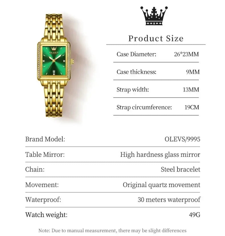 OLEVS 9995 elegant quartz ladies wristwatch with gold and silver finish, luminous dial, date display, waterproof design