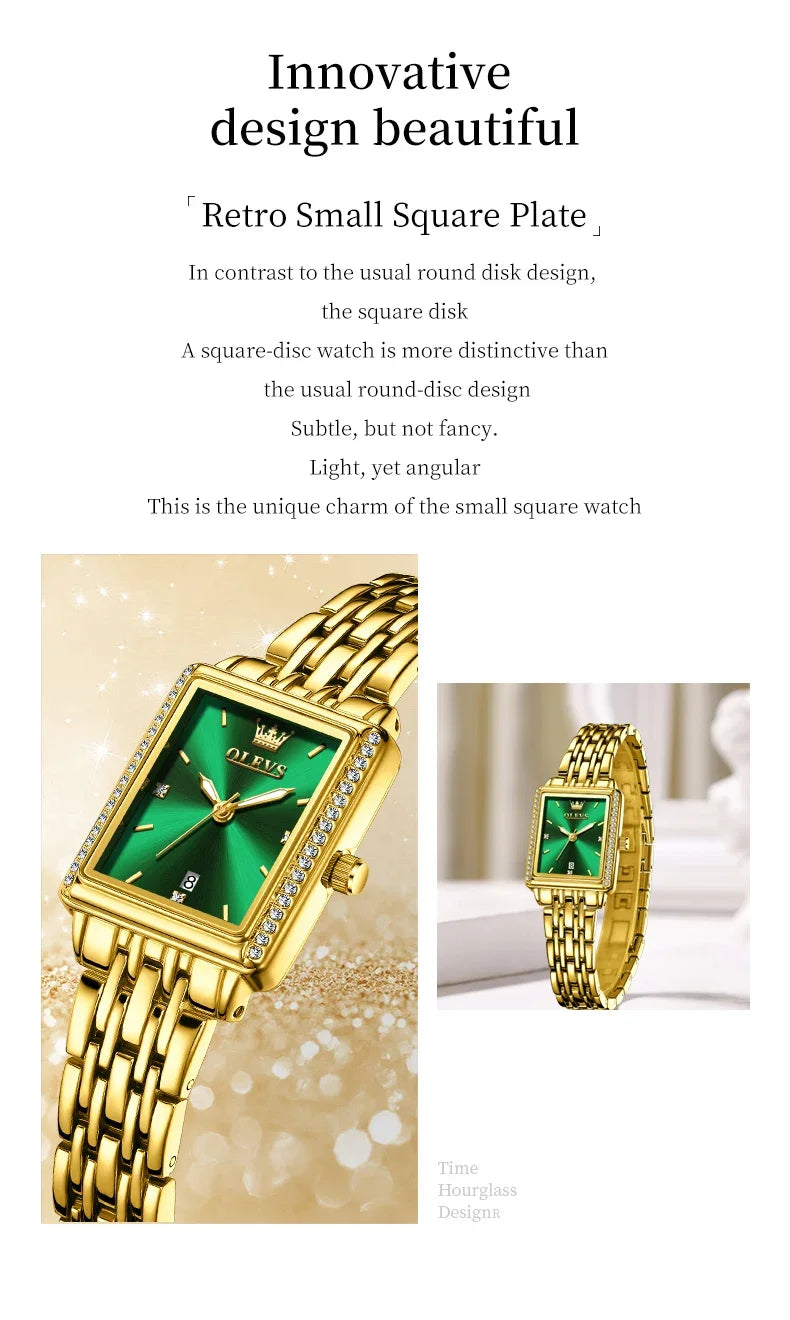 OLEVS 9995 elegant quartz ladies wristwatch with gold and silver finish, luminous dial, waterproof design, and date display.