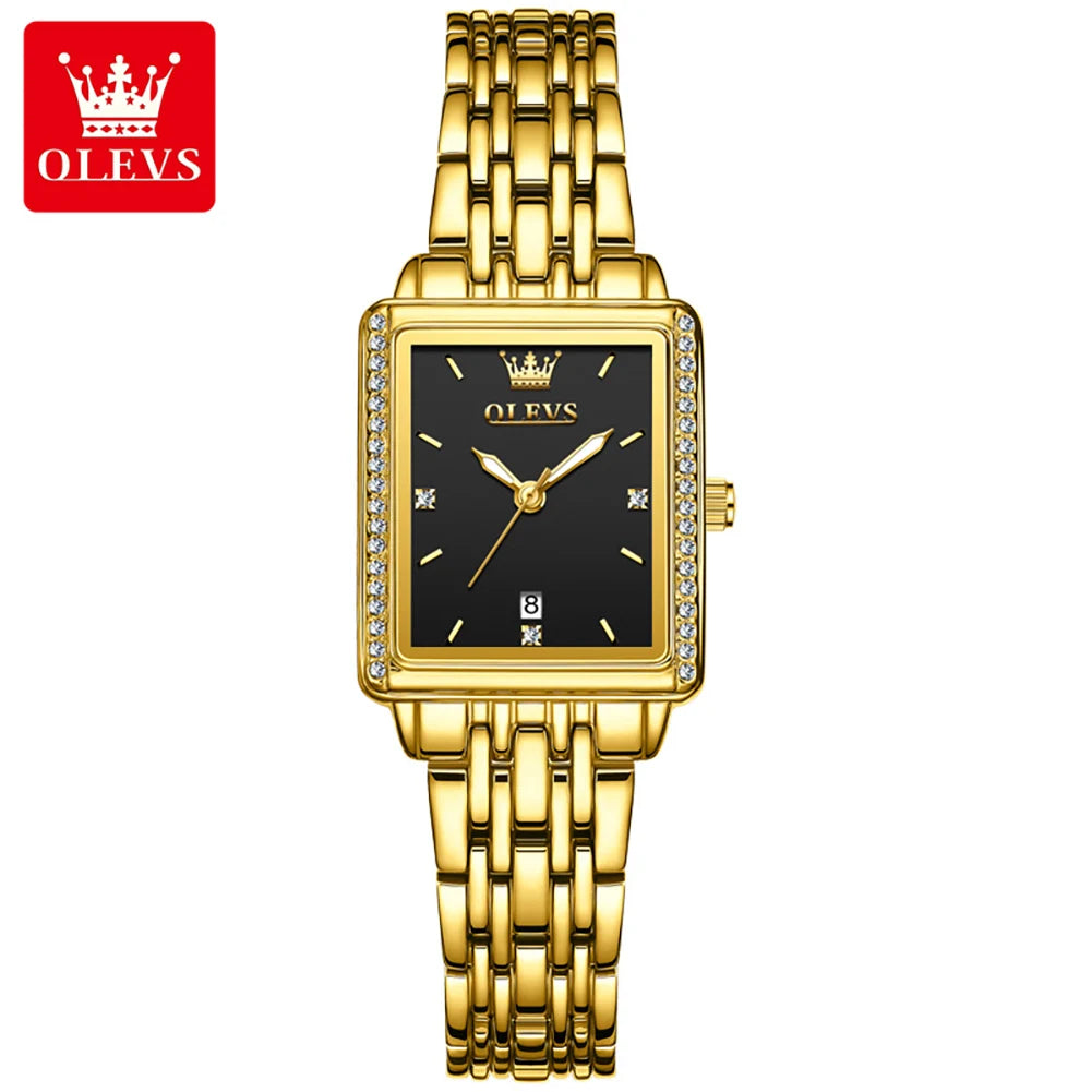 OLEVS 9995 elegant quartz ladies wristwatch with gold and silver finish, luminous dial, date display, waterproof design for women.