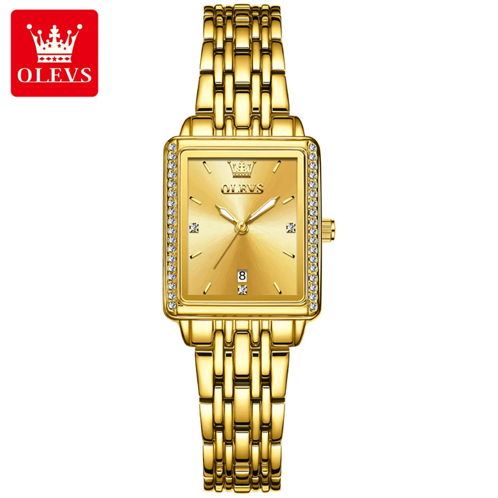 OLEVS 9995 elegant quartz ladies wristwatch with gold and silver finish, luminous dial, date display, waterproof for women.