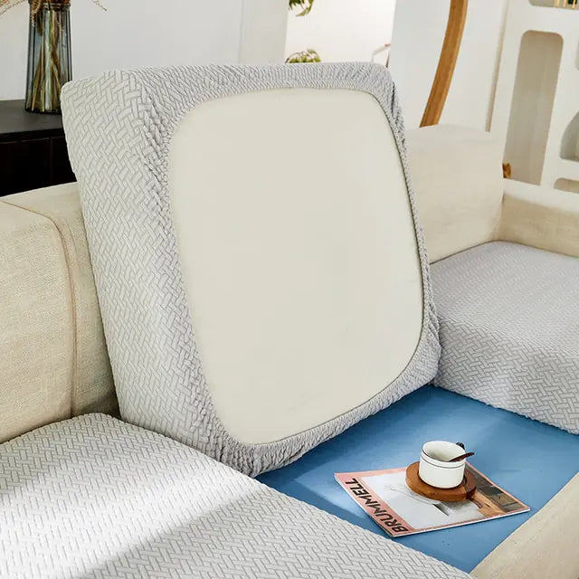 Green Lamp Post universal sofa cover with back cushion, protecting and refreshing a sofa with a fitted, durable fabric.