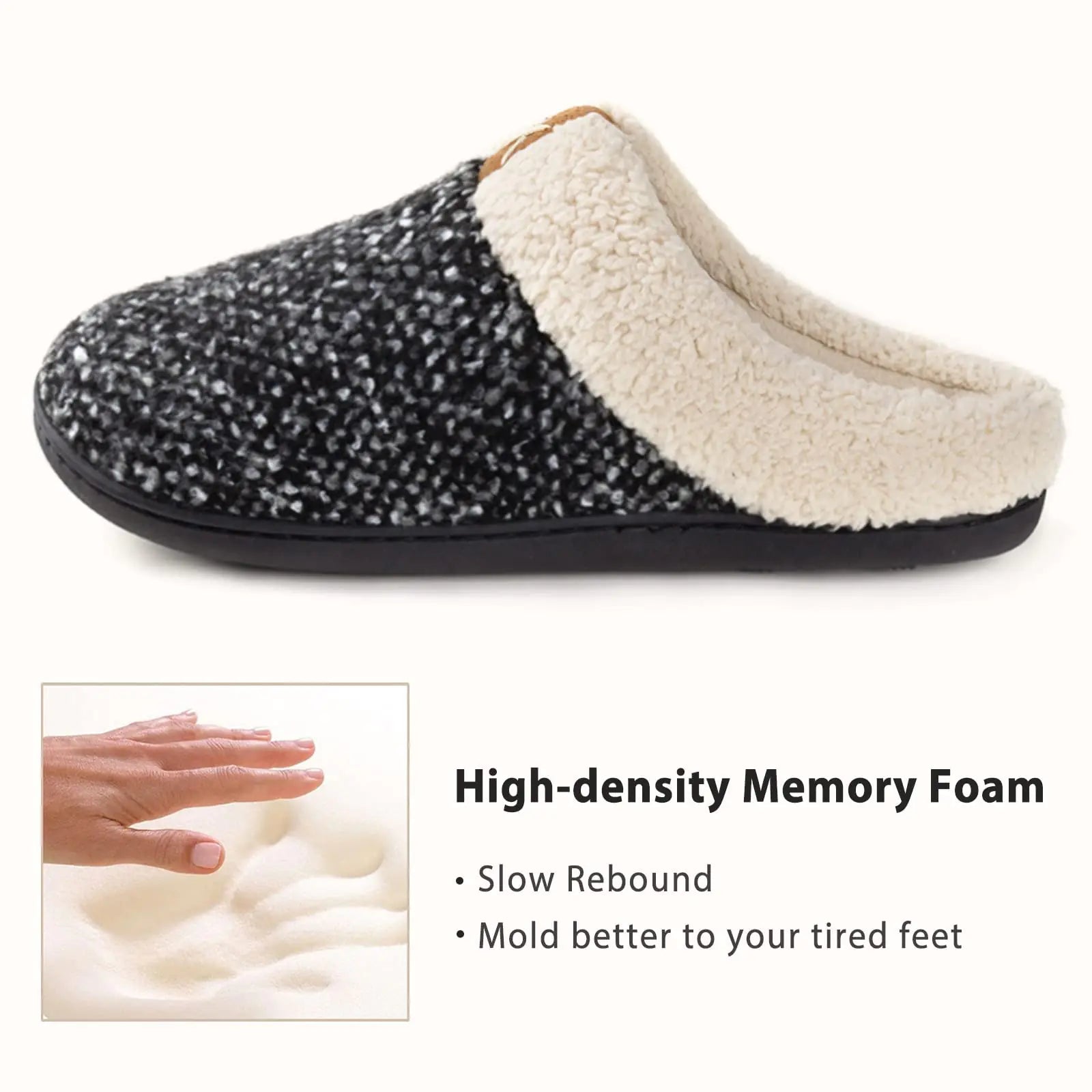 Grey women's slipper with memory foam by Lamp Post, featuring soft, cushioned interior for comfort and relaxed wear.