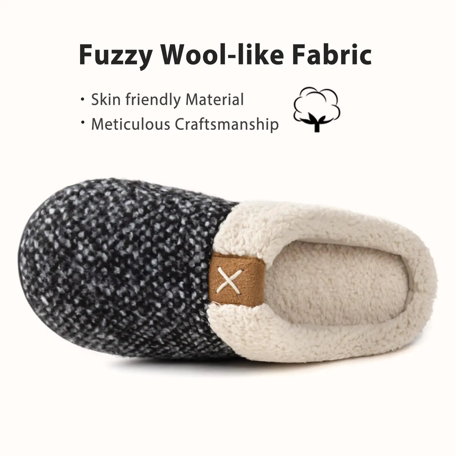 Gray women's slippers with memory foam by Lamp Post, featuring soft plush lining and non-slip soles for comfortable indoor wear.
