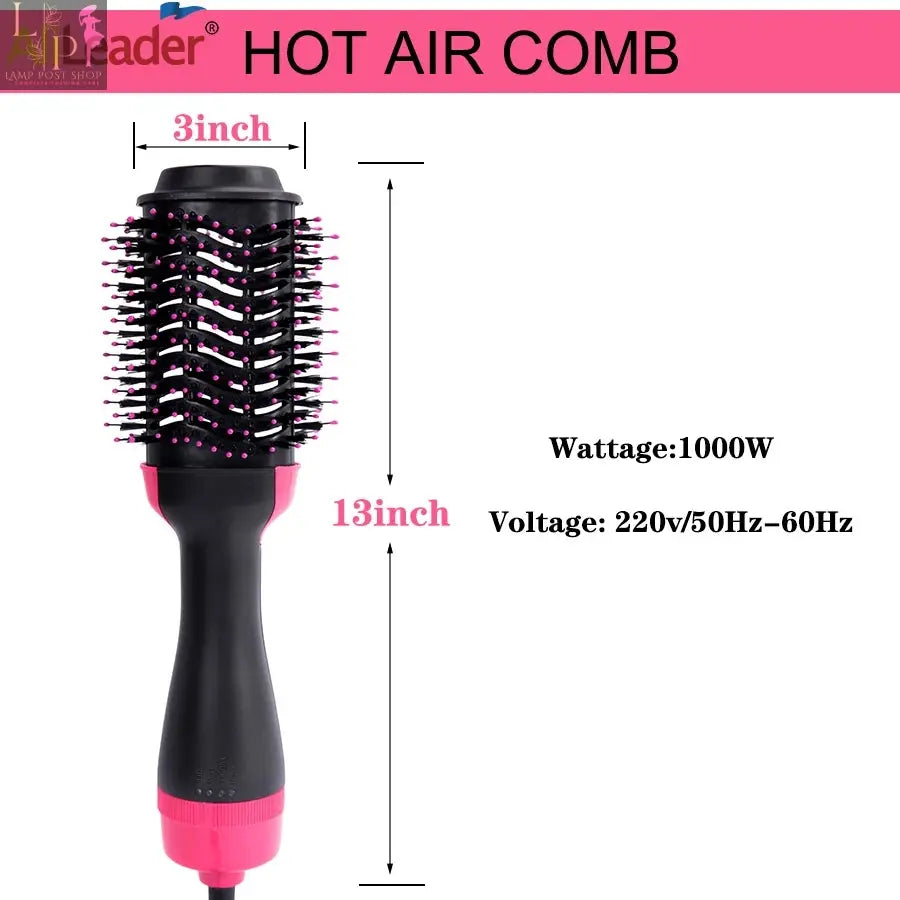 Black Lamp Post hot air brush and hair dryer styler with electric curling iron and volumizer for one-step hair styling.