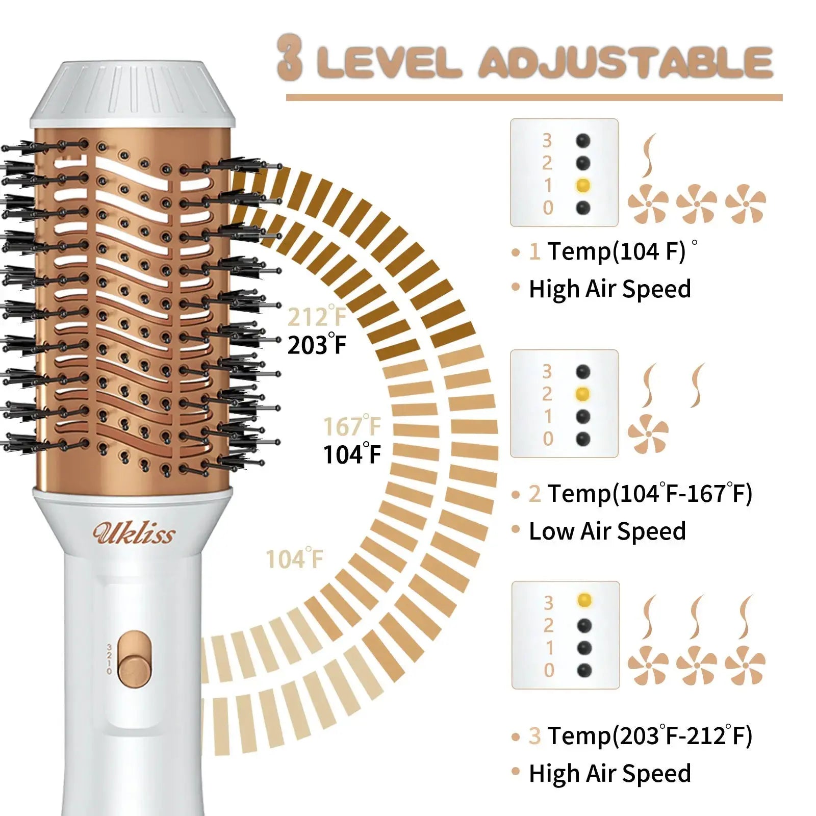 Lamp Post one-step hot air hair dryer and straightening brush, compact women’s blow dryer with brush attachment, UK plug.