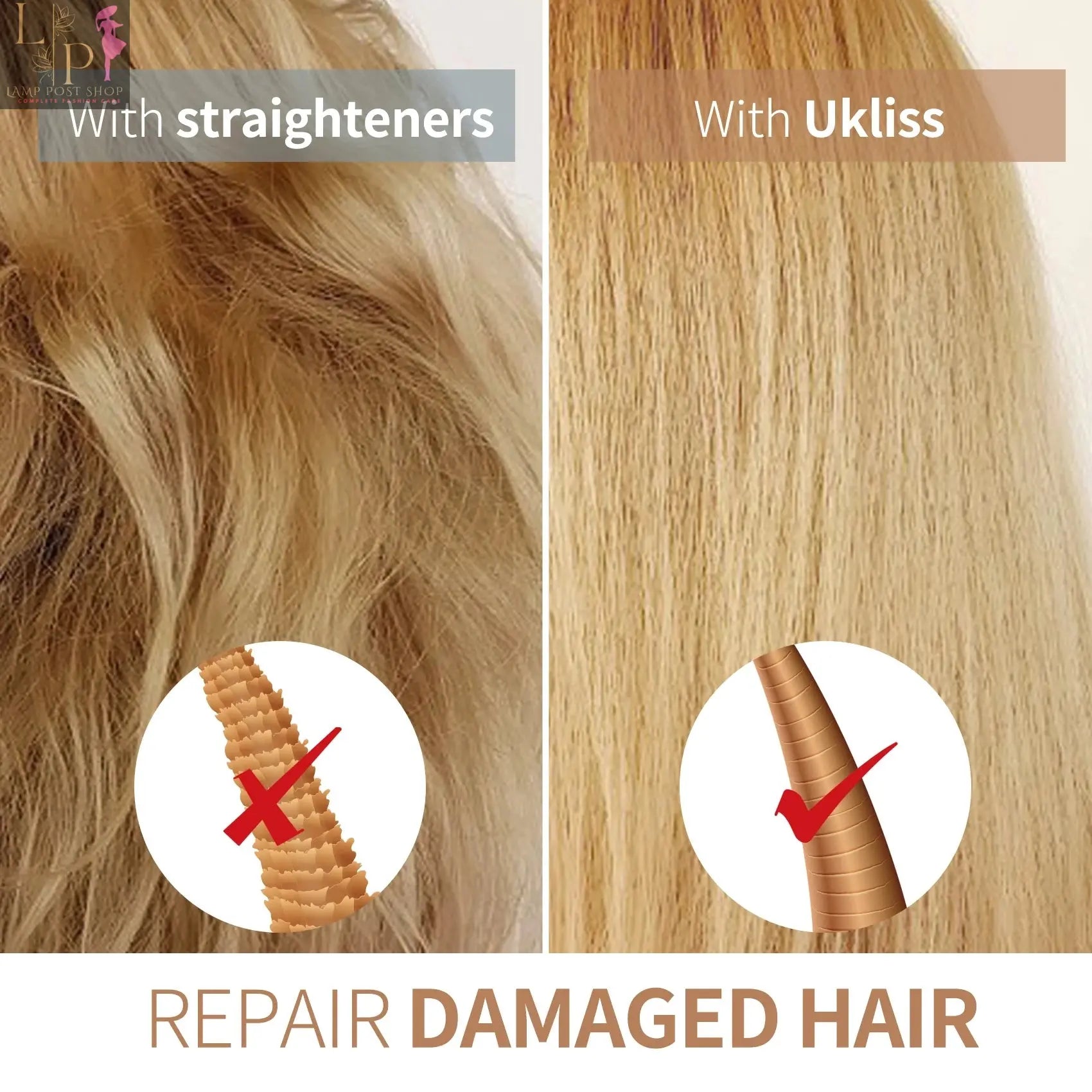 Lamp Post one-step hot air brush hair dryer and straightening brush for women, featuring a UK plug and versatile styling.