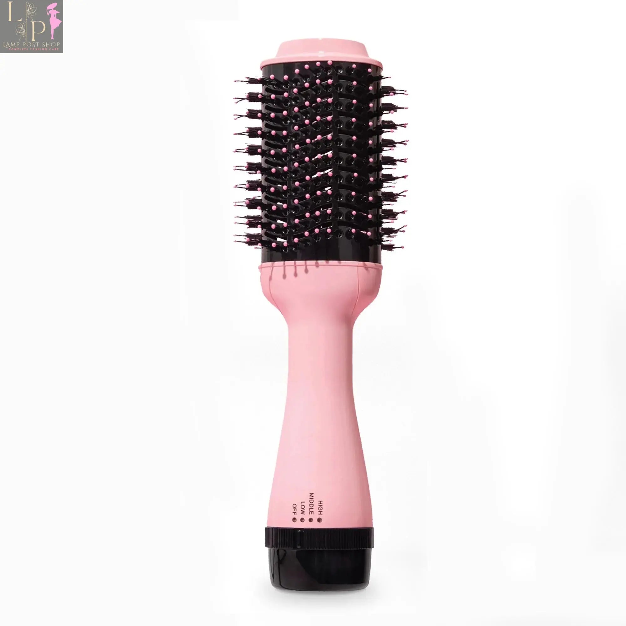 Lamp Post one-step hot air brush hair dryer and straightening brush, for quick styling and smooth hair.