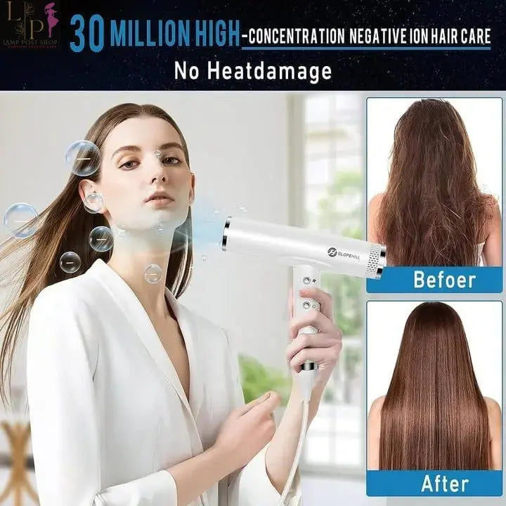 Lamp Post professional ionic hair dryer with diffuser, high-speed blow dryer for smooth, styled hair.