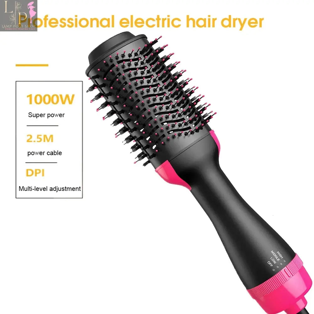Lamp Post heating comb straightener and hair dryer with electric comb brush for salon-style straightening and drying.