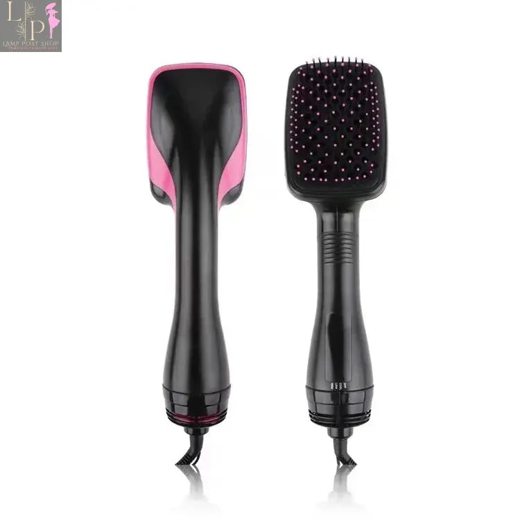 Lamp Post heating comb straightener and hair dryer combo with electric brush for straightening and styling hair in one step.