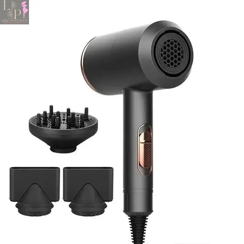 Lamp Post professional violet 1800W hair dryer with hot and cold wind options, lightweight and powerful for styling.