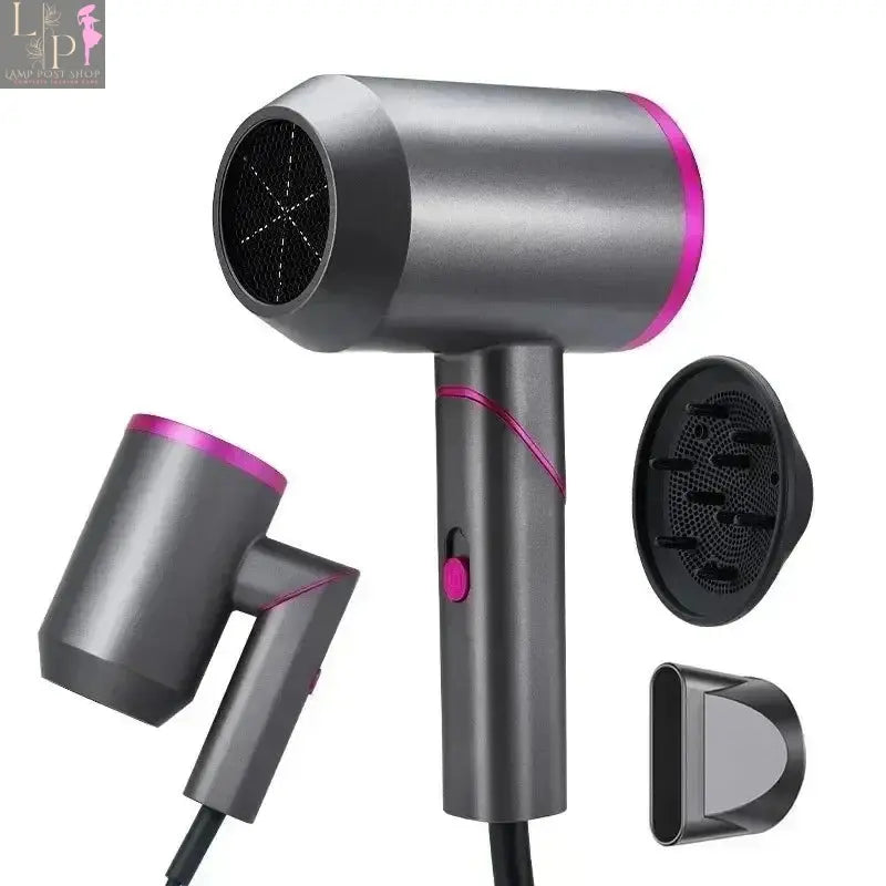 Lamp Post professional violet hair dryer with 1800W power, hot and cold airflow, and strong wind blower for styling.