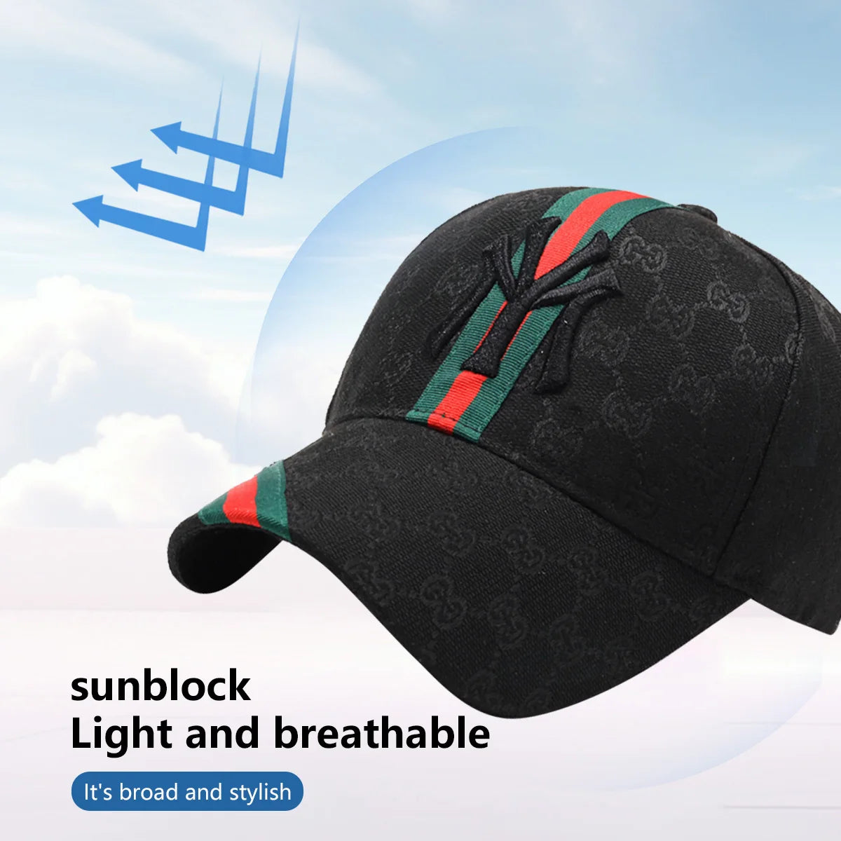 Unisex khaki and white embroidered hip-hop baseball cap by Lamp Post, adjustable outdoor hat with letter design and sunscreen protection.