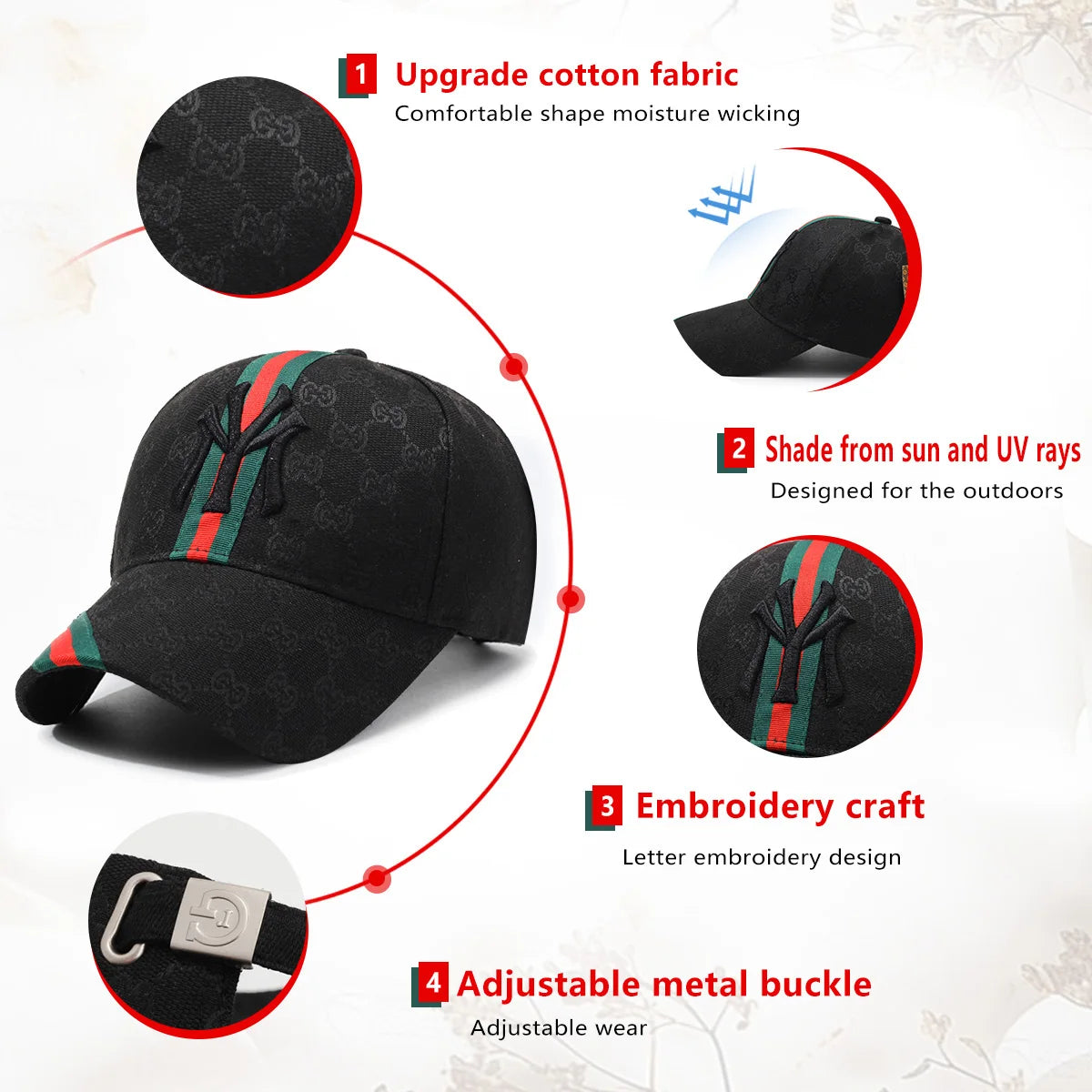 Unisex Lamp Post khaki and white letter embroidery hip-hop baseball hat with adjustable strap and outdoor sun protection.