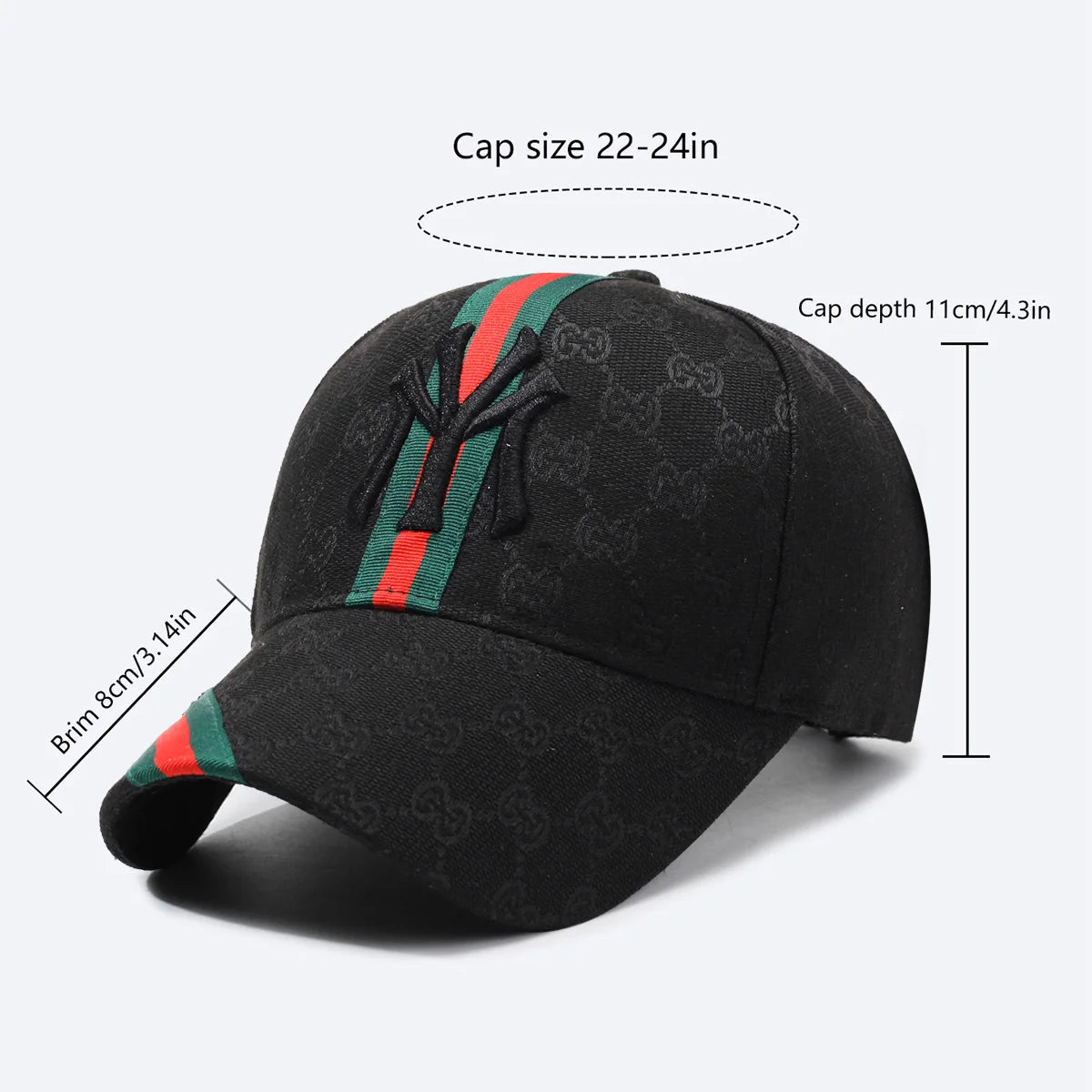 Lamp Post unisex khaki and white letter embroidery baseball hat, adjustable outdoor hip-hop casual sun hat.