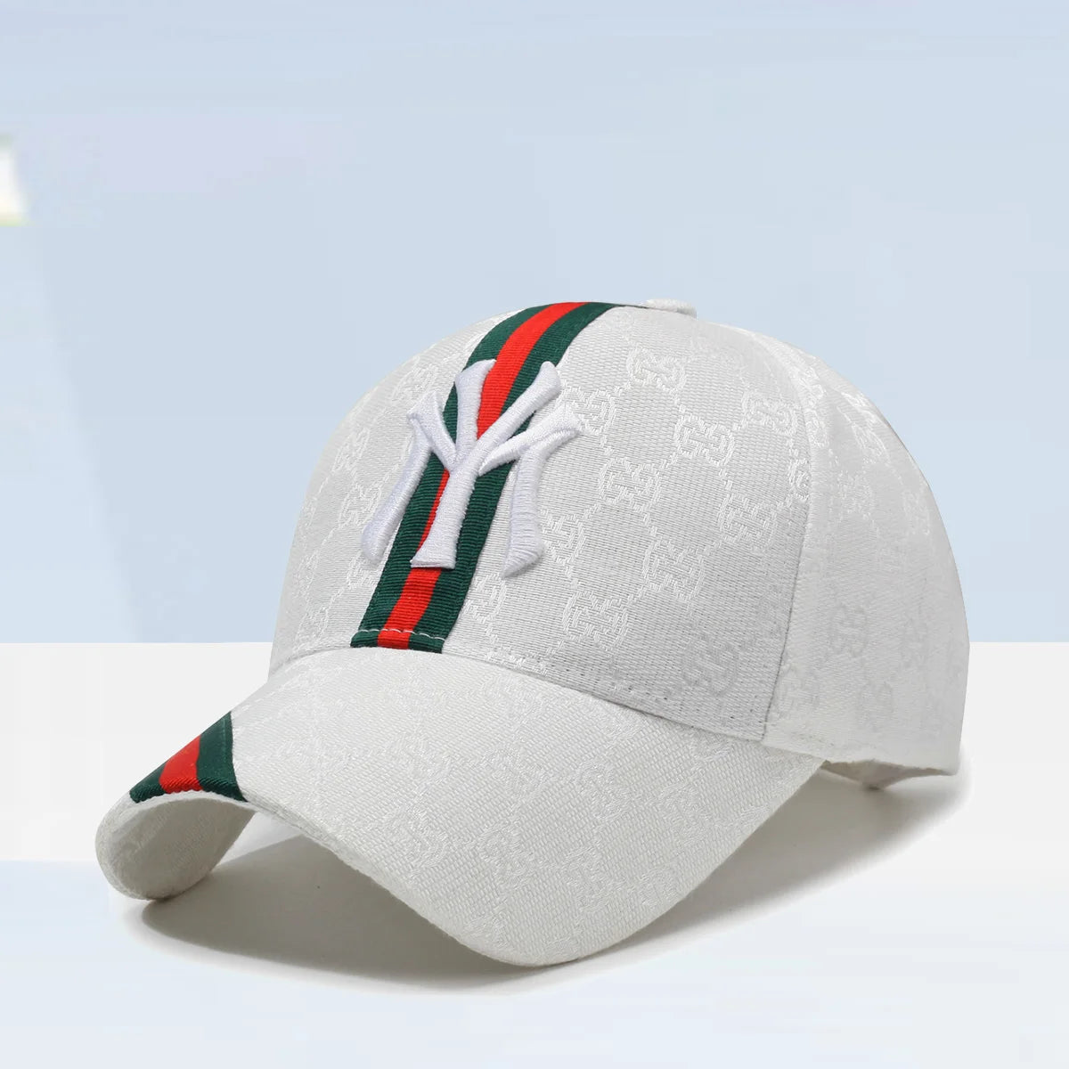 Unisex khaki and white letter embroidery hip-hop hat by Lamp Post, adjustable outdoor baseball cap with sunscreen brim.