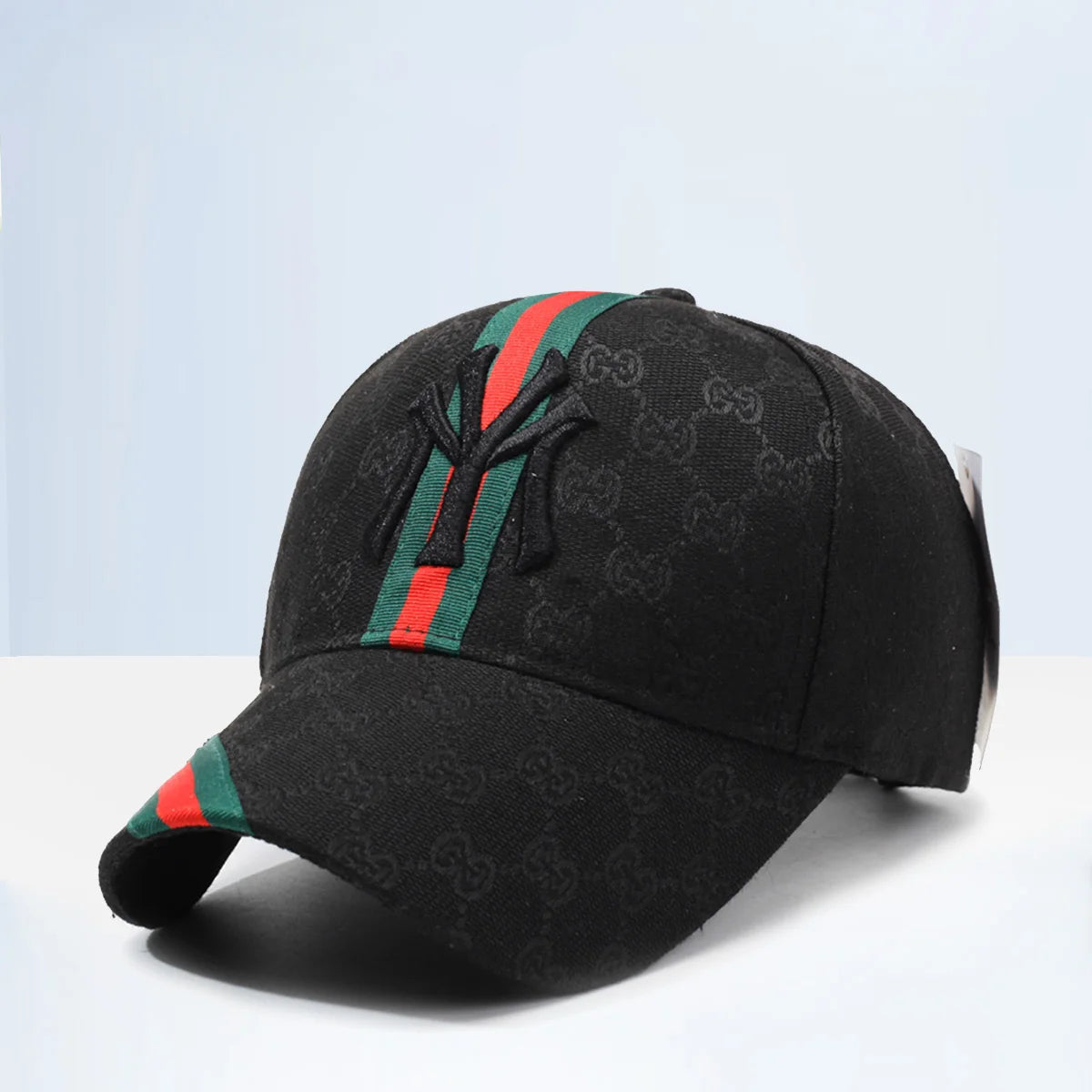Unisex khaki and white embroidered letter hip-hop hat by Lamp Post, adjustable outdoor baseball cap with sunscreen protection.