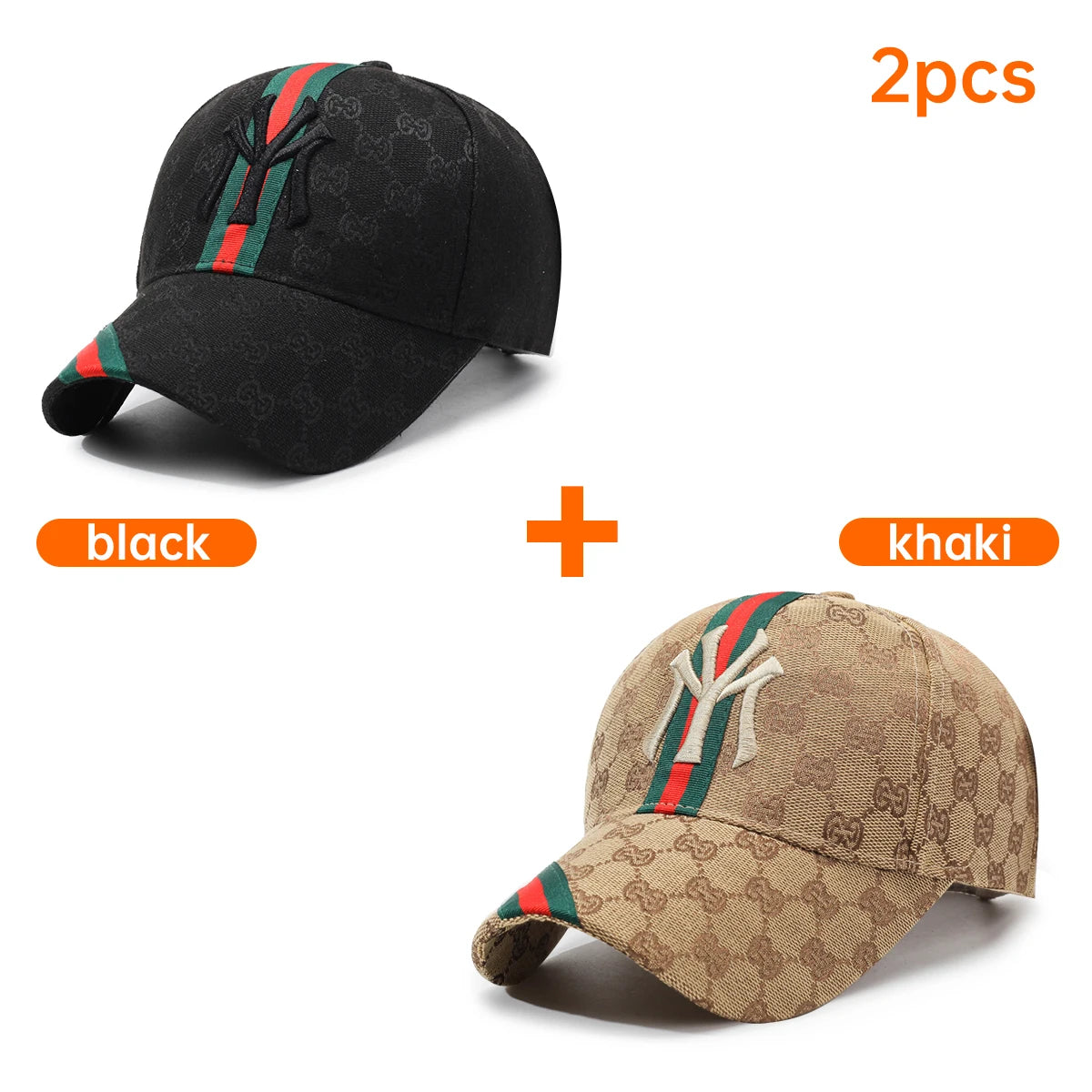 Lamp Post unisex khaki and white letter embroidery hip-hop baseball cap, adjustable outdoor casual sunscreen hat.