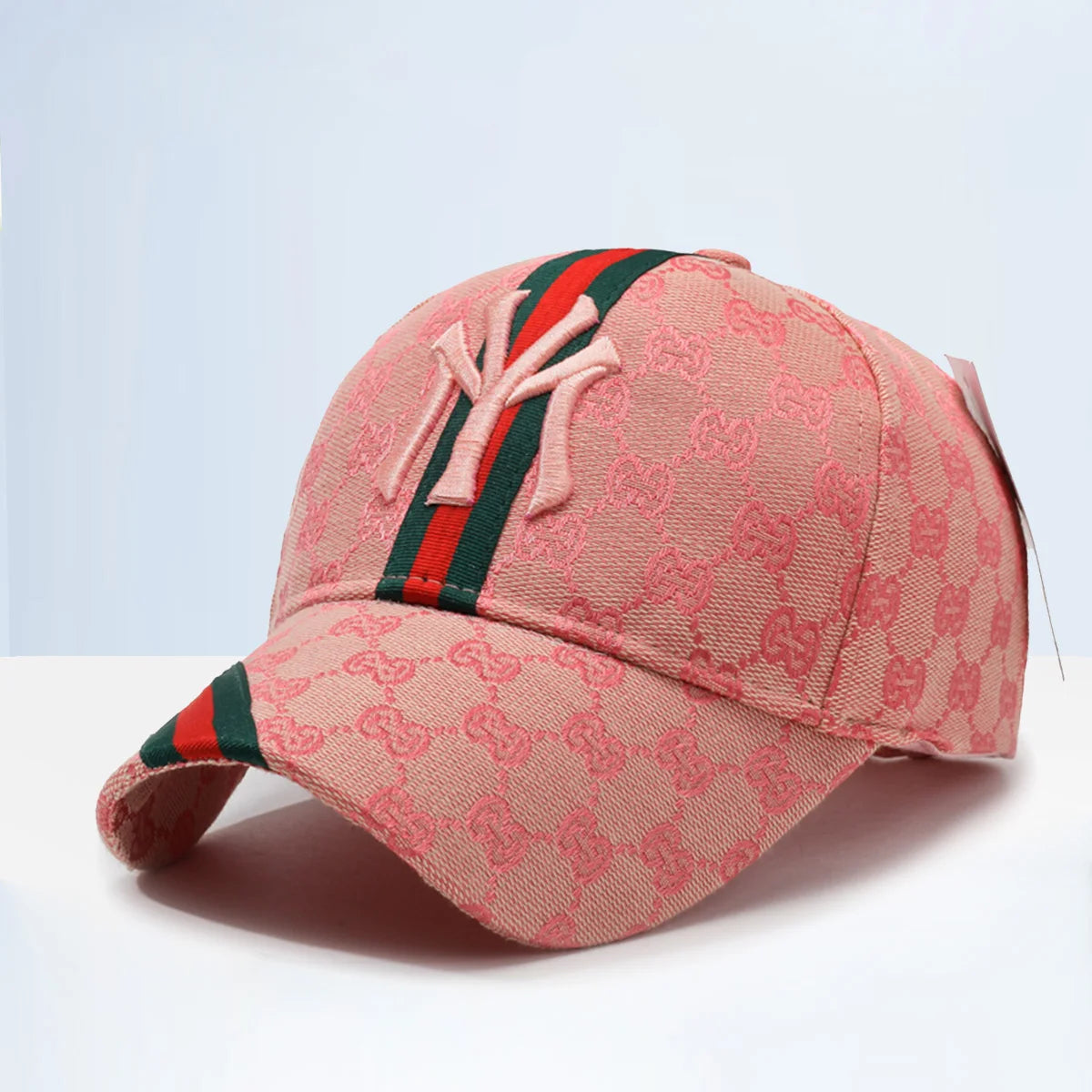 Unisex khaki and white letter embroidery hip-hop baseball hat by Lamp Post, adjustable outdoor casual sunscreen cap.