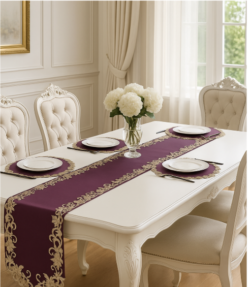 Elegant black farmhouse table runner by Lamp Post, rustic linen style for dining decor and holiday occasions.