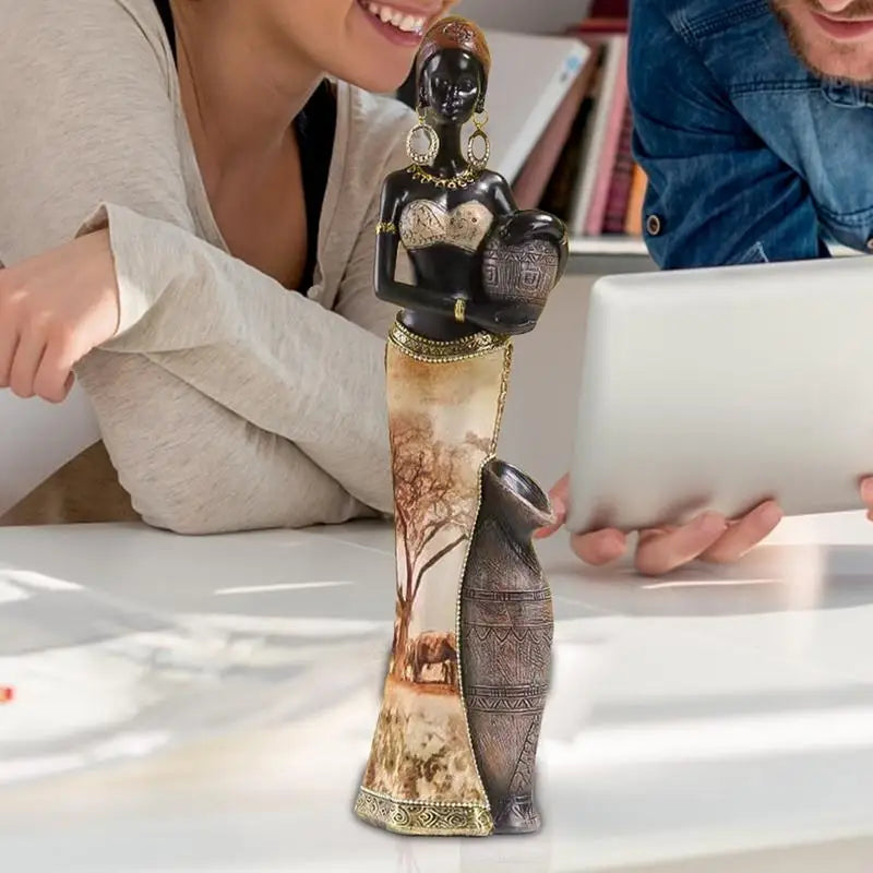 Elegant African sculpture for home decor by Lamp Post, showcasing intricate details in a sophisticated African art style.