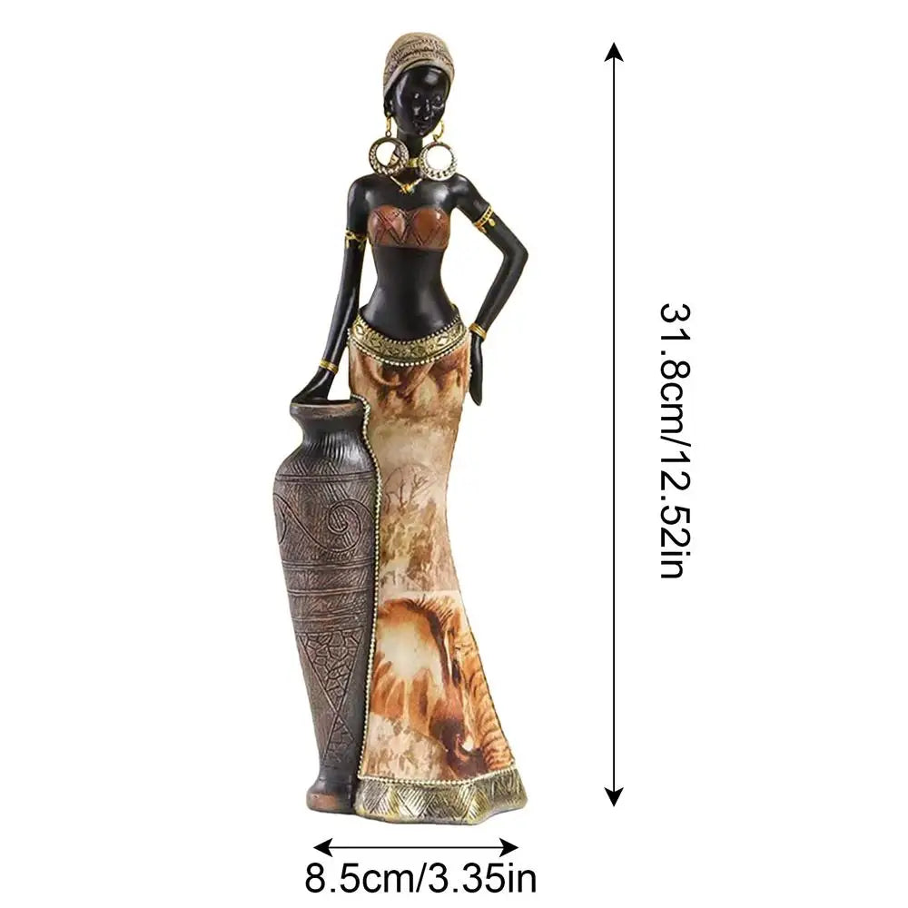 Elegant African art sculpture by Lamp Post, showcasing intricate details of a sophisticated African statue for chic home decor.