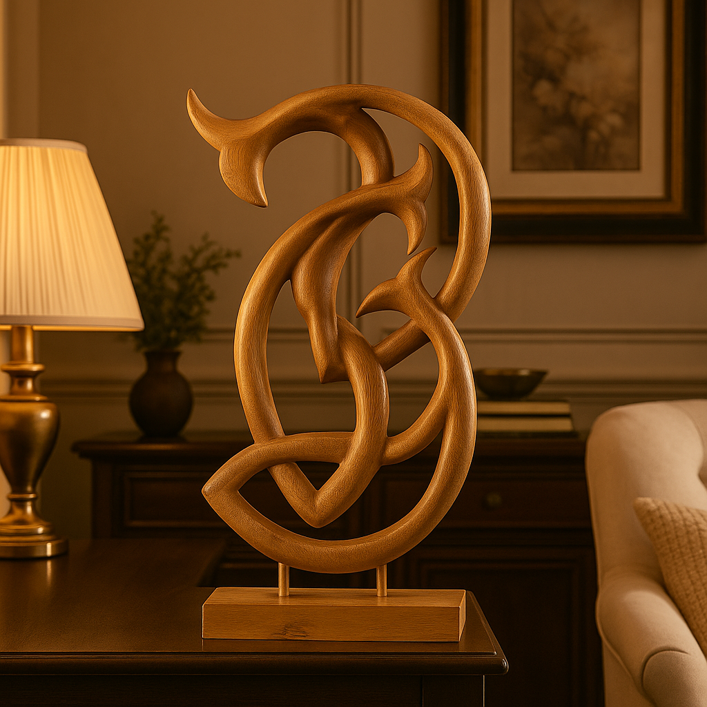 Handcrafted wooden fish sculpture decor by Lamp Post, farmhouse style home ornament with rustic wood art design.