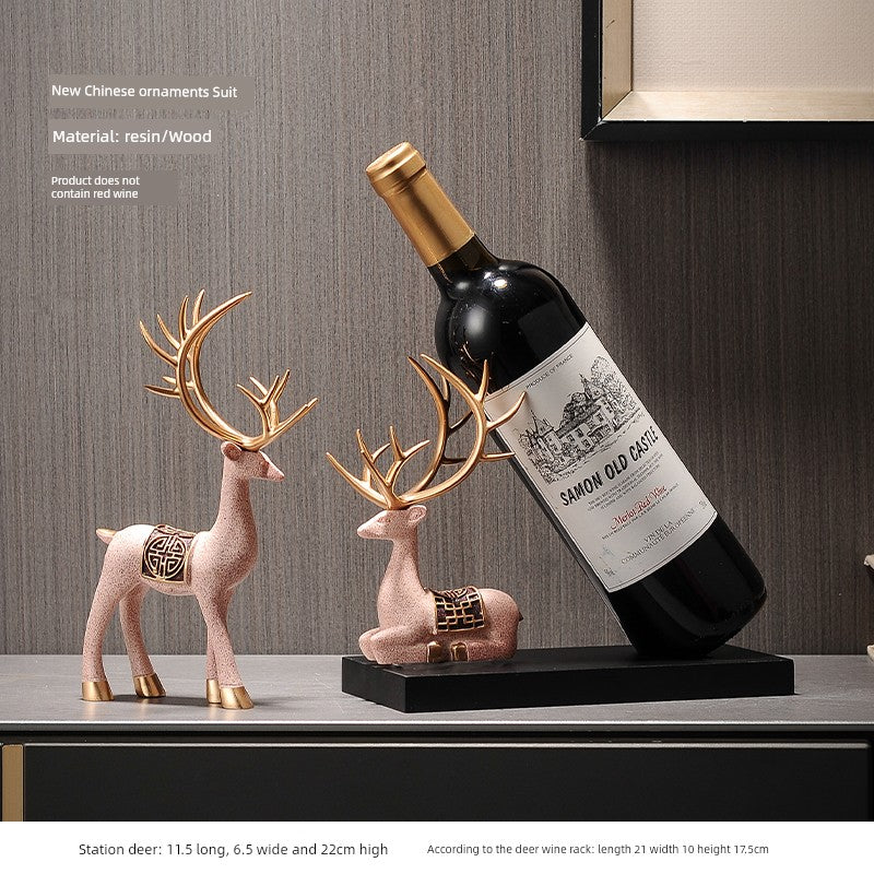 Black Swan wine rack decor by Lamp Post, stylish home accent for dining tables, holding red wine bottles on a side shelf.