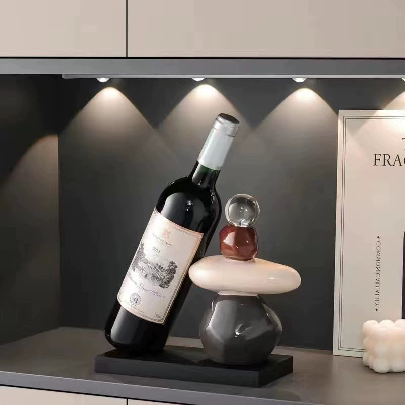 Black Swan wine rack decoration by Lamp Post, stylish home decor for dining tables, holds red wine bottles, elegant side wine cabinet.