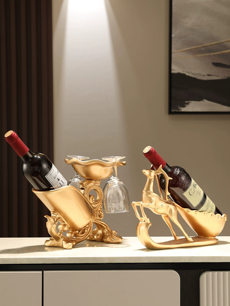 Sapphire blue Lamp Post home decor wine rack, high-end kitchen and living room oblique wine holder, stylish and accessible luxury.