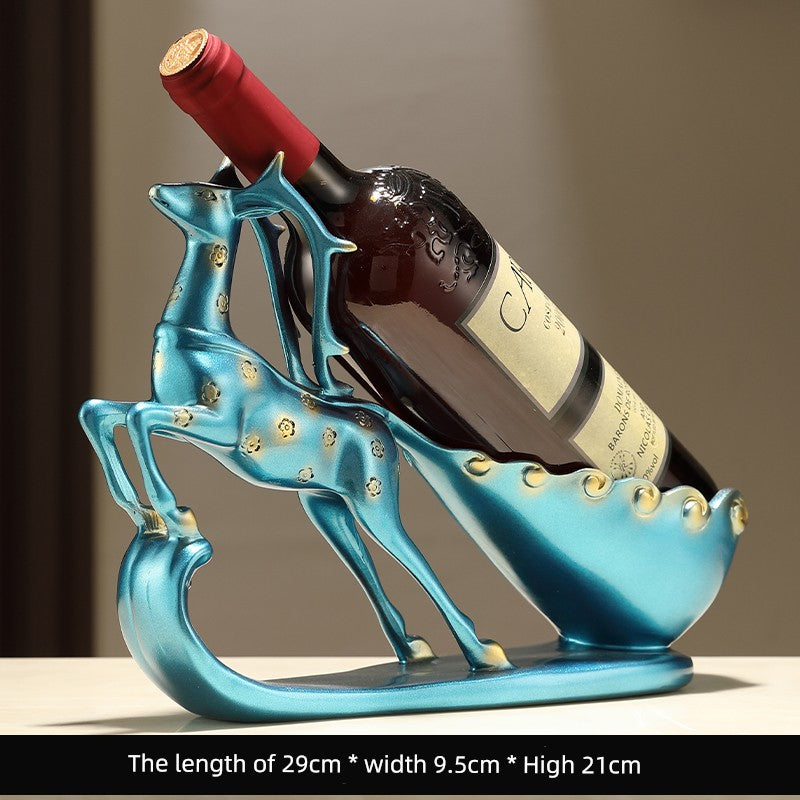 Sapphire blue Lamp Post wine rack, accessible luxury home decor, high-end kitchen or living room oblique wine holder.