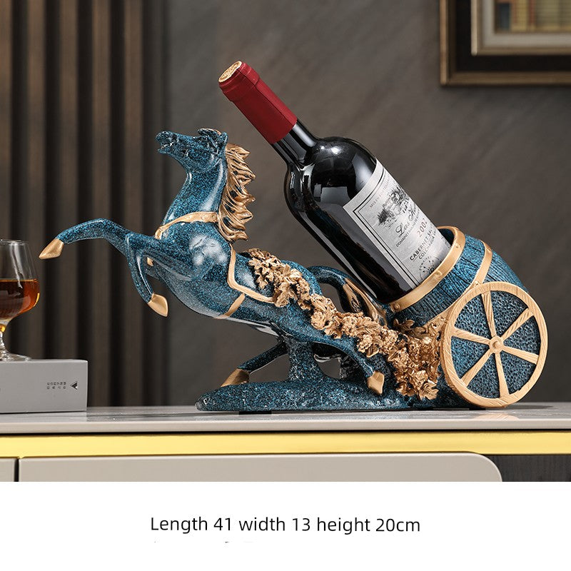 Lamp Post sapphire blue elk wine rack for kitchen or living room, stylish high-end home decor wine holder with accessible design.