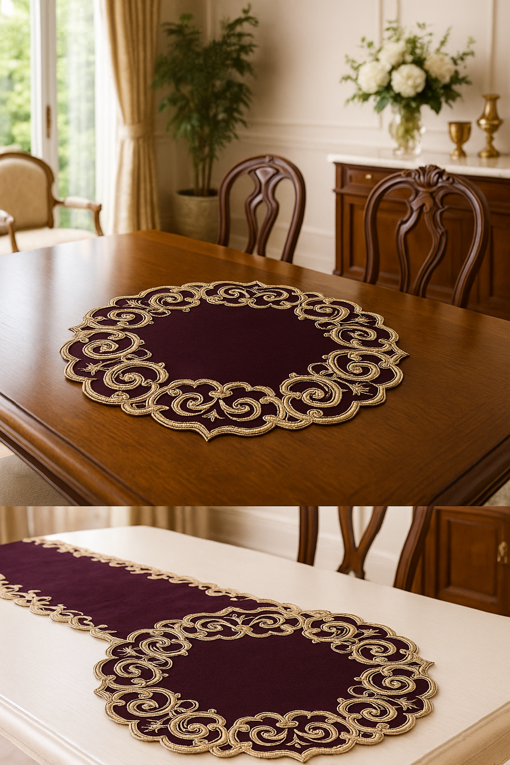Set of four black washable woven farmhouse placemats for dining table, ideal for everyday and holiday home decor.
