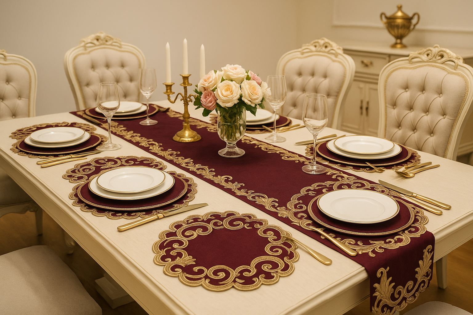 Set of four black washable woven farmhouse placemats for dining tables, ideal for everyday and holiday home decor.