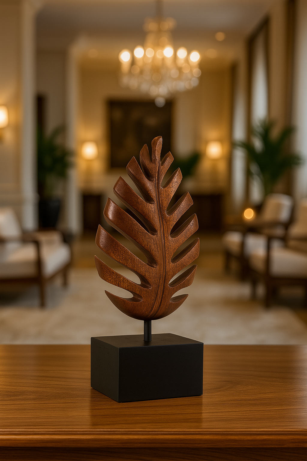 Handcrafted wooden Tree of Life sculpture for tabletop home decor by Lamp Post, featuring detailed natural wood design.