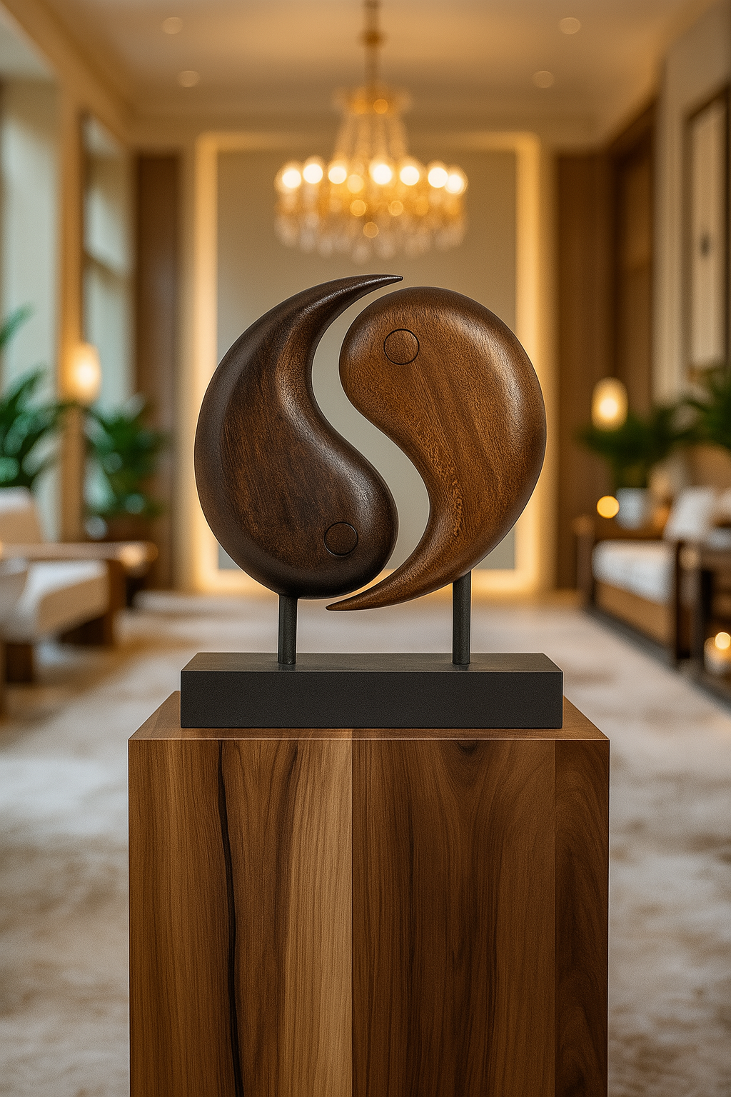 Handcrafted wooden Tree of Life sculpture for tabletop decor, featuring intricate branch details, ideal for home decor.