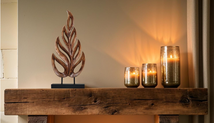 Handcrafted wooden Tree of Life sculpture for tabletop home decor, featuring detailed natural wood design by Lamp Post.
