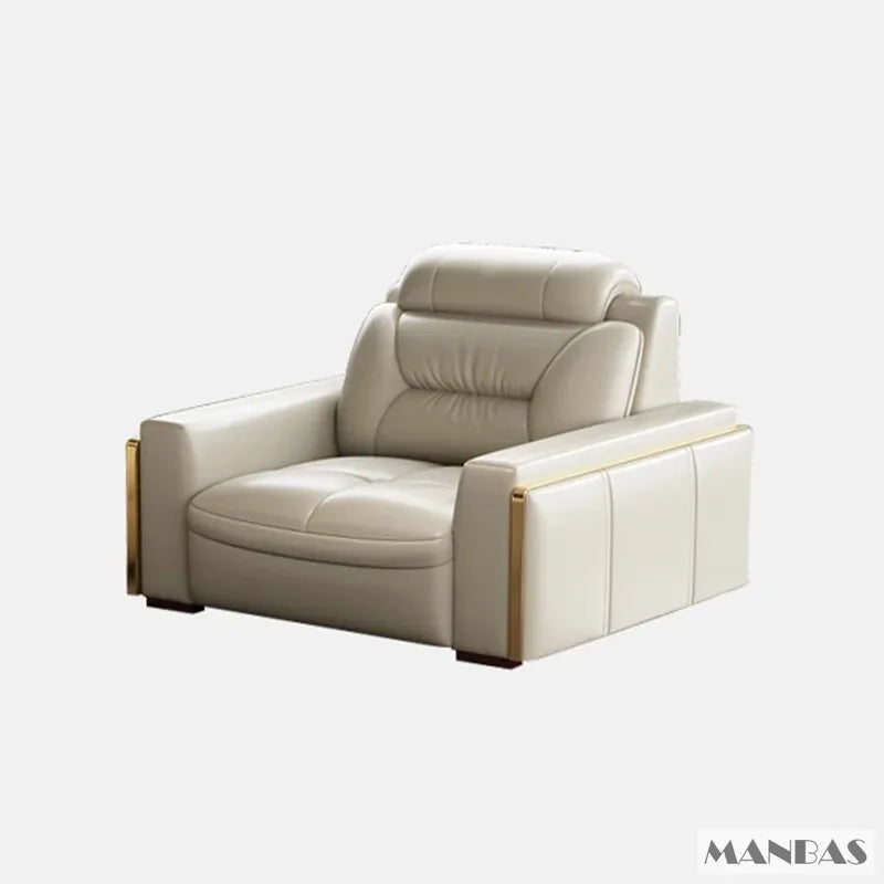 Luxury Italian genuine leather sectional sofa with built-in USB ports and Bluetooth speakers, modern living room furniture by Lamp Post.