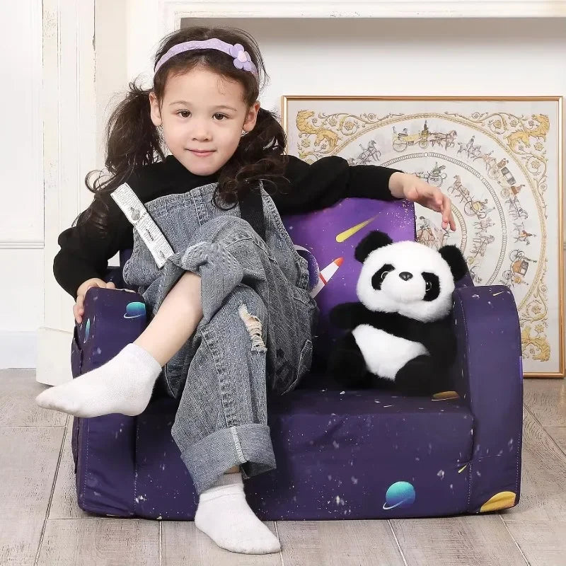 Kids' Lamp Post convertible sofa bed with astronaut design, fold-out home sofa set for children, ideal for playrooms and bedrooms.