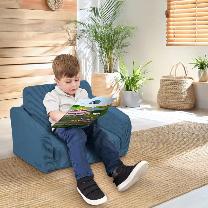 Blue Lamp Post toddler sofa set with a sturdy chair and couch, perfect for kids' playroom or bedroom seating.