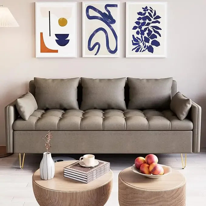 Dark brown Leather Sofa Set by Lamp Post, includes loveseat and living room sofa for stylish home seating.